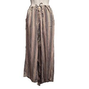 Just Living Women Drawstring Palazzo Striped Pants Button and Zip Closure Small